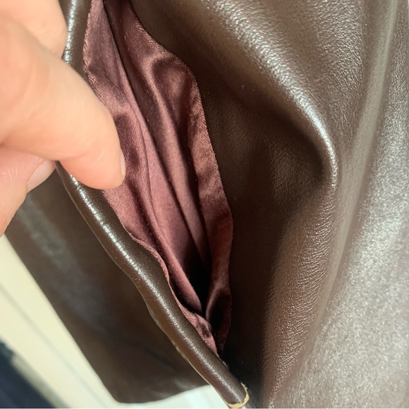 Vintage Chocolate Brown Leather Jacket with Red Rose - Picture 12 of 16